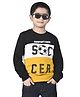 3PIN Cotton Full Sleeves Soccer Text Printed Sweatshirt - Black
