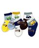 ZQBIEE Pack Of 5 Car Designed Colour Blocked Socks - Yellow & Blue