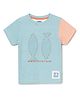 Milou Half Sleeves Striped With Fish Patch Embroidered Tee - White & Blue