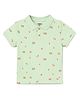Milou Cotton Half Sleeves Carrots Printed Polo Tee - Light Green