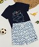 Milou Cotton Half Sleeves Ocean Is My Home Text Printed Tee & Shorts Set - Blue