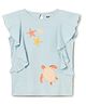 Milou Sleeveless Frill Design With Tortoise Printed Top - Blue