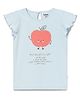 Milou Cotton Half Sleeves Apple Embroidered Top - Blue