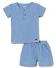 Milou Cotton Half Sleeves Solid Tee & Coordinating Shorts  Set - Blue