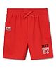 Milou Cotton Text & Number Embroidered Shorts - Red