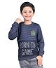3PIN Cotton Full Sleeves Born To Game Text Printed Sweatshirt - Navy Blue