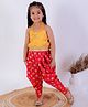 Twisha Sleeveless Brocade & Foil Printed Top With Dhoti Pant Set - Yellow & Red