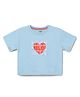 Milou Cotton Half Sleeves Heart & Brand Name Printed Crop Tee - Blue