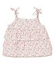 Milou Cotton Sleeveless Frilled Floral Printed Dress - White
