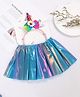 Babymoon Set of 2 Glittering Princess Girl's Tutu Skirt with Hairband Baby Photography Props Gift Set 3 to 8 yr  Blue