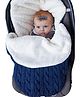 Babymoon Organic Knitted Woollen Fleece Baby Swaddle Wrap Sleeping Bag - Blue