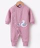 Kookie Kids Full Sleeves Romper with Swan Applique & Cable Knit Design - Mauve