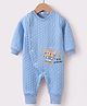 Kookie Kids Full Sleeves Romper with Kitten Applique & Design - Sky