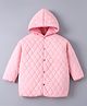 Kookie Kids Full Sleeves Padded Hooded Jacket with Solid Colour & Quilted Design - Pink