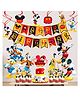 Zyozi Mouse Theme Birthday Decorations Combo- Banner, Cake & Cupcake Topper, Swirls with CardStock (Pack Of 24)