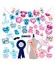 Zyozi Baby Shower Decorations Combo Banner, Photo Booth Props, Dad To Be Badges & Mom To Be Sash (Pack Of 33)