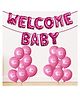 Zyozi Welcome Baby Foil Balloon & Printed Balloons For Baby Shower Decorations Items- PINK (Pack Of 26)