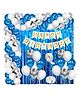 Zyozi Happy Birthday Decorations Combo Banner, Balloons, Blue Foil Curtains, Arch and Glue Dot Blue White (80 pcs)