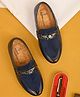 Stefens Synthetic Self Design Loafers - Blue