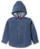 Babyhug Cotton Woven Full Sleeves Washed Hooded Denim Shirt - Blue