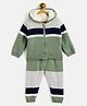 JWAAQ Cotton Blend Full Sleeves Striped Hooded Winter Set With Faux Fur - Multi Colour