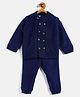 JWAAQ Full Sleeves Self Design Coordinating Winter Set With Faux Fur - Navy Blue