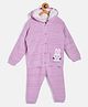 JWAAQ Full Sleeves Bunny Embroidered Coordinating Winter Set With Faux Fur - Lavender