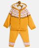 JWAAQ Full Sleeves Self Design Coordinating Winter Set With Faux Fur - Yellow