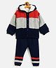 JWAAQ Full Sleeves Colour Block Self Design Winter Set With Faux Fur - Grey