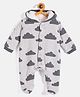 JWAAQ Full Sleeves Clouds Printed Winter Romper With Fur Lined - Grey