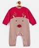 JWAAQ Full Sleeves Deer Designed Winter Romper With Fur Lined - Red