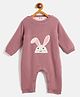 JWAAQ Full Sleeves Bunny Embroidered Winter Romper With Fur Lined - Pink