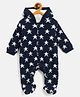 JWAAQ Full Sleeves Stars Designed Hooded Winter Romper With Fur Lined - Navy Blue