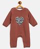 JWAAQ Full Sleeves Heart Embroidered Winter Romper With Fur Lined - Candy