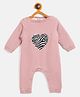 JWAAQ Full Sleeves Heart Embroidered Winter Romper With Fur Lined - Pink