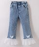 Kookie Kids Full Length Denim Jeans with Frill Detailing & Butterfly Applique - Blue