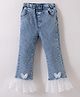 Kookie Kids Full Length Denim Jeans with Frill Detailing & Butterfly Applique - Blue