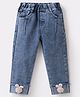 Kookie Kids Full Length Denim Jeans with Bunny Applique - Blue