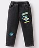 Kookie Kids Full Length Denim Jeans With Animal Print - Black
