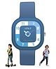 Spiky Rectangle Shaped Unbreakable Silicone Strap Detailed Analog Wrist Watch - Blue