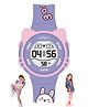 Spiky Cats Ears Detailed Round Dail Multi Functional Sports Digital Watch - Purple