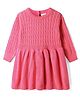 Babyhug Knitted Full Sleeves Solid  Woollen Dress with Cable Knit Design - Dark Pink