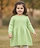 Babyhug Knit Full Sleeves Cable Knit Design A-Line Woollen Dress - Light Green