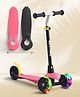 3 Wheel Scooter With Led Wheel & Changeably Top Base with 3 Level Adjustable Handle Bar - Pink&Black| Smooth Wheels| ABEC-7 Bearing| Lean-to-Steer| Toy for 3 to 12 year Boys and Girls| Sport Gift