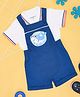 Pantaloons Baby Cotton Fish Printed Dungaree With Half Sleeves Tee - Blue