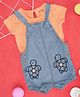 Pantaloons Baby Cotton Turtle Embroidered Dungaree With Half Sleeves Tee Set - Blue