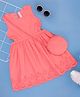 Pantaloons Junior Cambric Sleeveless Schiffli Embroidered Dress - Coral