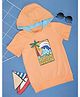 Pantaloons Junior Cotton Half Sleeves Beach Theme Printed Hooded Tee - Orange