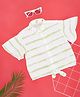 Pantaloons Junior Half Bell Sleeves Striped Top - Brilliant White