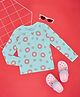 Pantaloons Junior Cotton Full Sleeves Floral & Animals Printed Tee - Medium Blue